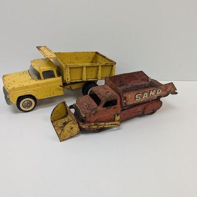Vintage Metal Yellow Truck & Sand & Gravel Excavating Truck