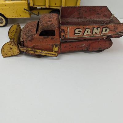 Vintage Metal Yellow Truck & Sand & Gravel Excavating Truck