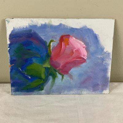 99 Original Oil Painting of Pink Rose by Kathie Rogers