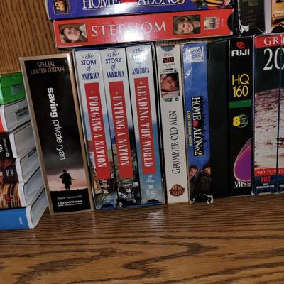 Vhs lot, tv stand and 32" tv