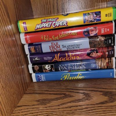 Vhs lot, tv stand and 32" tv