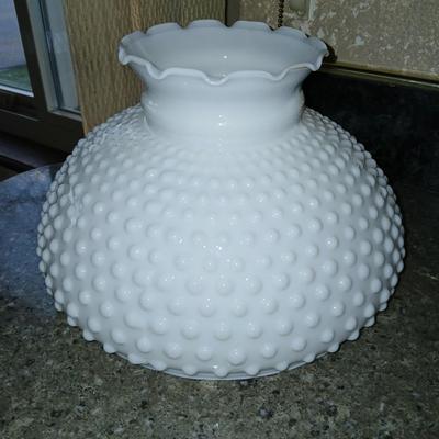 Beautiful Aladdin Model No. 11 lamp with milk glass hobnail shade and frosted chimney