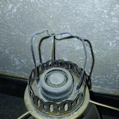 Beautiful Aladdin Model No. 11 lamp with milk glass hobnail shade and frosted chimney