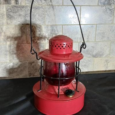 Red lantern marked Warsaw N.Y. U.S.A. Embury MFG. CO. No 500 lantern Stolen from Public Service Co. Colo.