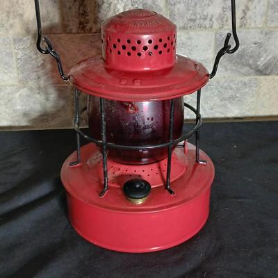 Red lantern marked Warsaw N.Y. U.S.A. Embury MFG. CO. No 500 lantern Stolen from Public Service Co. Colo.