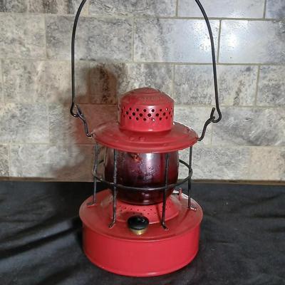 Red lantern marked Warsaw N.Y. U.S.A. Embury MFG. CO. No 500 lantern Stolen from Public Service Co. Colo.