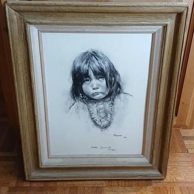 Framed artwork " Little Yuanita" Navajo by Dee Toscano