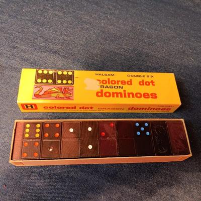 WOODEN COLORED DOT DOMINOES & CROSSWORD LEXICON
