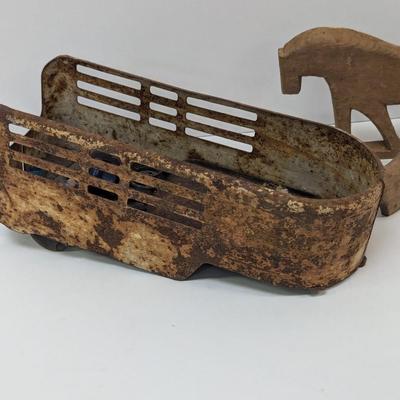Metal & Wood Antique Automotive Vehicles & Farm Animals