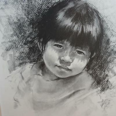 Framed artwork " Luna Child" Gallup N.M. by Dee Toscano ©1973