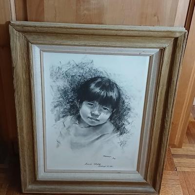 Framed artwork " Luna Child" Gallup N.M. by Dee Toscano ©1973