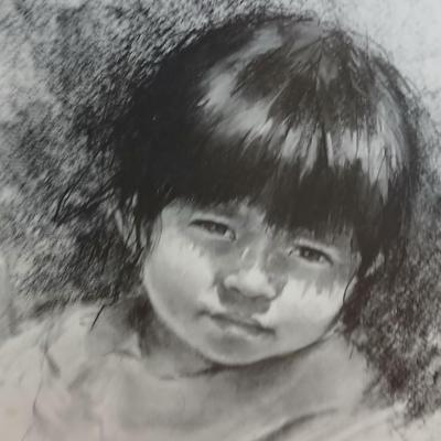 Framed artwork " Luna Child" Gallup N.M. by Dee Toscano ©1973
