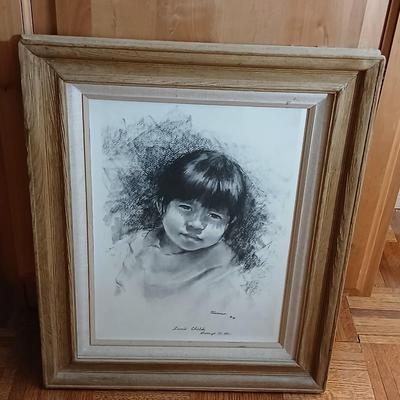 Framed artwork " Luna Child" Gallup N.M. by Dee Toscano ©1973