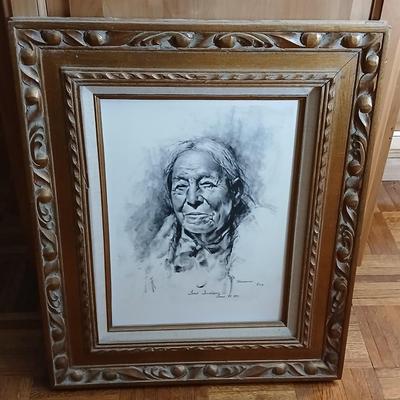 Framed artwork " Taus Indian" Taus N.M. by Dee Toscano ©1973