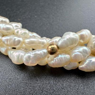 Pearl Beaded Necklace 14k Gold Clasp