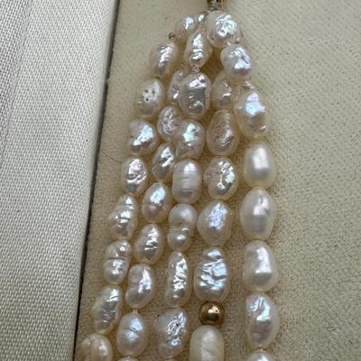 Pearl Beaded Necklace 14k Gold Clasp