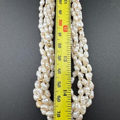 Pearl Beaded Necklace 14k Gold Clasp