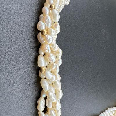 Pearl Beaded Necklace 14k Gold Clasp