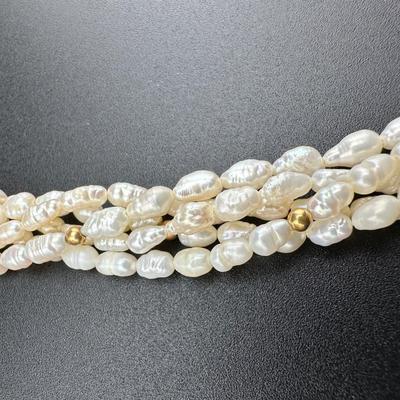 Pearl Beaded Necklace 14k Gold Clasp