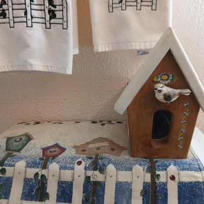 Birdhouse themed hand Towels Birdhouse Kleenex box and towel holder