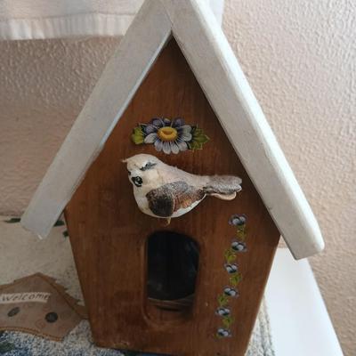Birdhouse themed hand Towels Birdhouse Kleenex box and towel holder