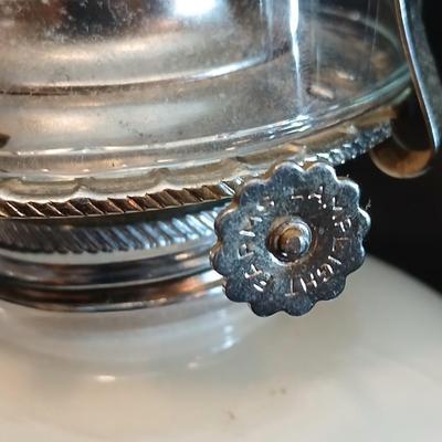 Vintage Lamplight Farms Ivory Glass Oil Lamp Blue Floral Victoria Rose