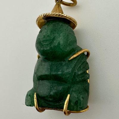 Jade Buddha and 14k Pendant