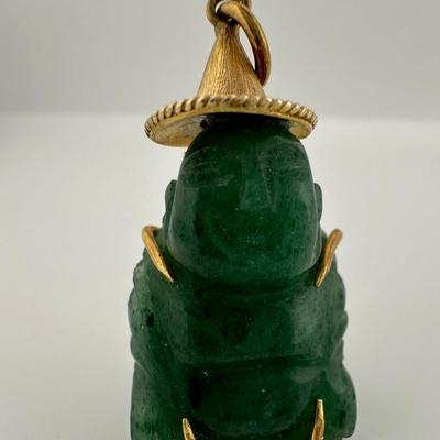 Jade Buddha and 14k Pendant