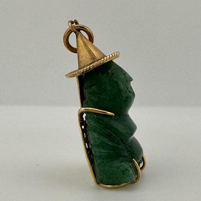 Jade Buddha and 14k Pendant
