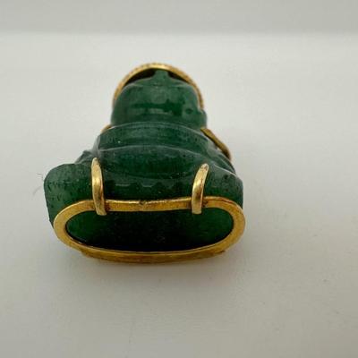 Jade Buddha and 14k Pendant