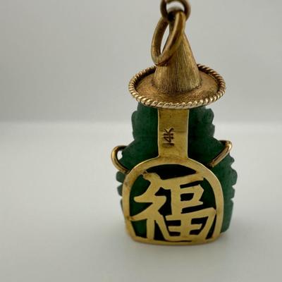 Jade Buddha and 14k Pendant