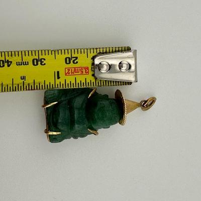 Jade Buddha and 14k Pendant