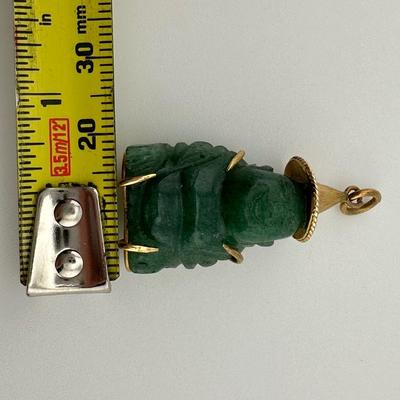Jade Buddha and 14k Pendant