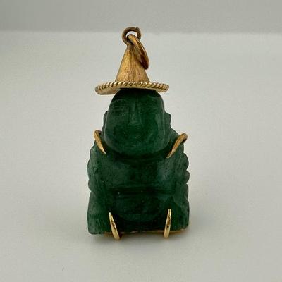 Jade Buddha and 14k Pendant