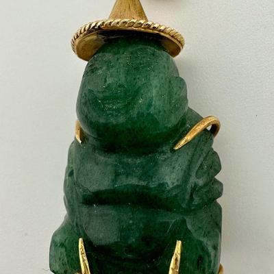 Jade Buddha and 14k Pendant