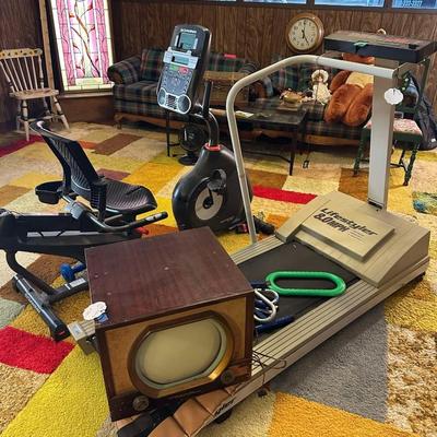 Lot 16: Vintage Motorola Television, Bike & Exercise Equipment