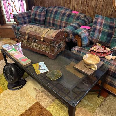 Lot 22: Stained Glass Religious Art, Couch & More