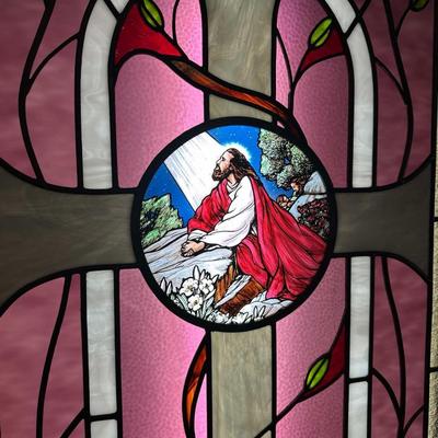 Lot 22: Stained Glass Religious Art, Couch & More