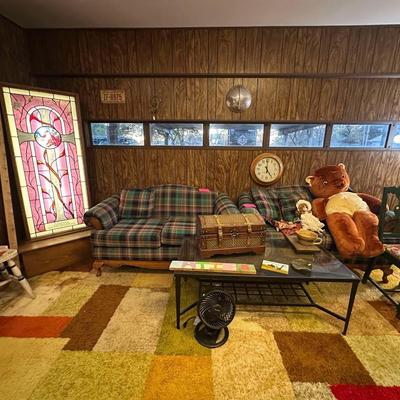 Lot 22: Stained Glass Religious Art, Couch & More