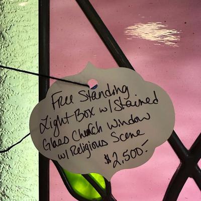 Lot 22: Stained Glass Religious Art, Couch & More