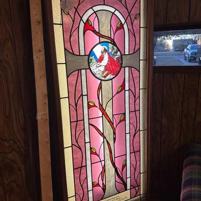 Lot 22: Stained Glass Religious Art, Couch & More