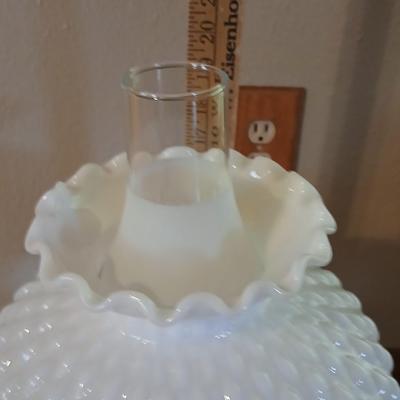 Vintage Rayo oil Lamp converted to electric lamp with diamond pattern milk glass shade