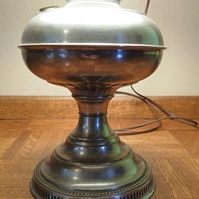 Vintage Rayo oil Lamp converted to electric lamp with diamond pattern milk glass shade