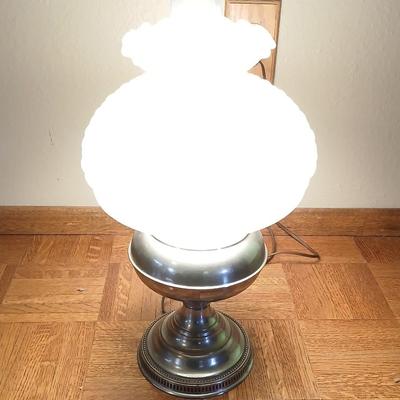 Vintage Rayo oil Lamp converted to electric lamp with diamond pattern milk glass shade