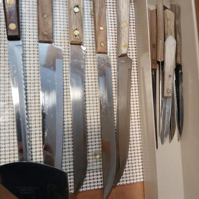 Wooden handled Kitchen knives and wooden handled utensils