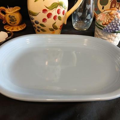 Gibson serving platter, Pitcher with fruit print, small kitchen items salt & pepper and more