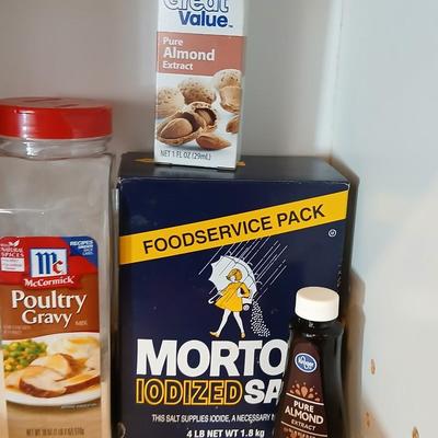 A few groceries -mostly used spices - salt - extract and apple cider vinegar