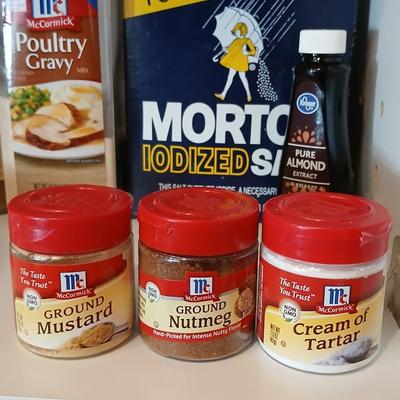 A few groceries -mostly used spices - salt - extract and apple cider vinegar