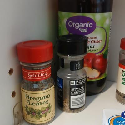 A few groceries -mostly used spices - salt - extract and apple cider vinegar