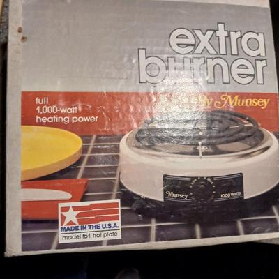 Three Copper Chef frying pans 8, 10, and 12" pans with electric burner